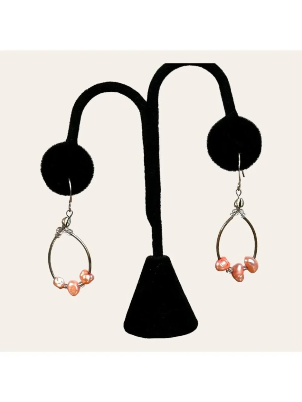 Liquid Silver Fresh Water Peach Pearls Dangle Earrings Tested Non-Reactive